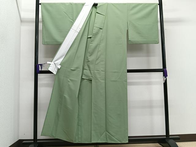 平和屋着物▽色無地 単衣 柳色 洗える着物 CAAS2434xi