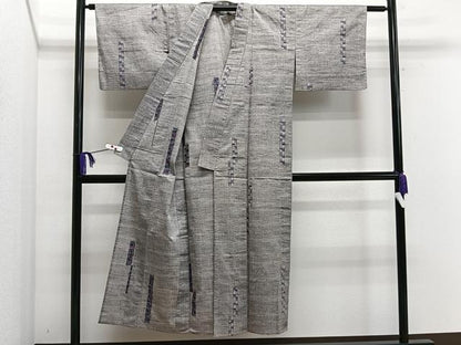 平和屋着物▽上質な紬 単衣 幾何学文様 正絹 逸品 CAAS2437xi