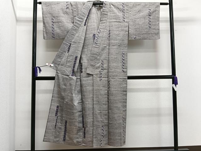 平和屋着物▽上質な紬 単衣 幾何学文様 正絹 逸品 CAAS2437xi