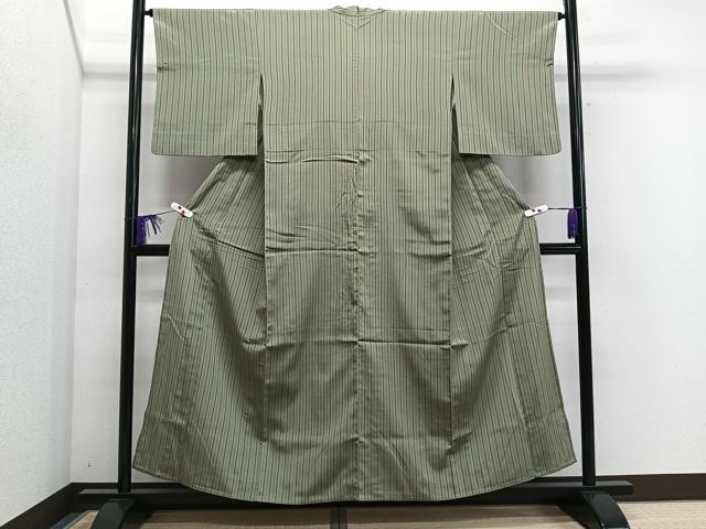 平和屋着物▽上質な小紋 単衣 縞 正絹 逸品 CAAS2438xi