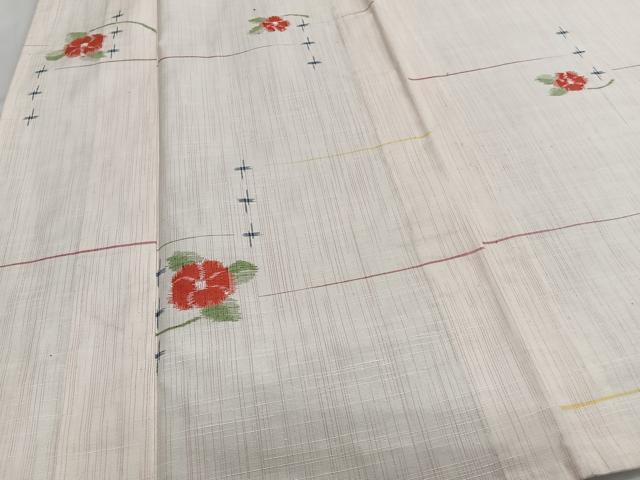 平和屋着物▽上質な紬 単衣 枝花文 正絹 逸品 CAAS2439xi