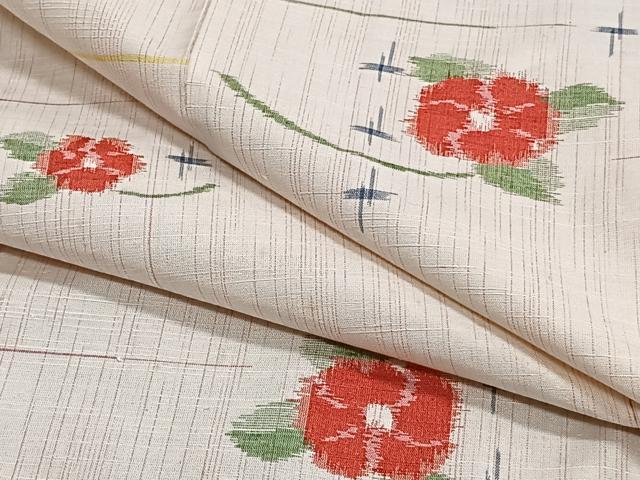 平和屋着物▽上質な紬 単衣 枝花文 正絹 逸品 CAAS2439xi