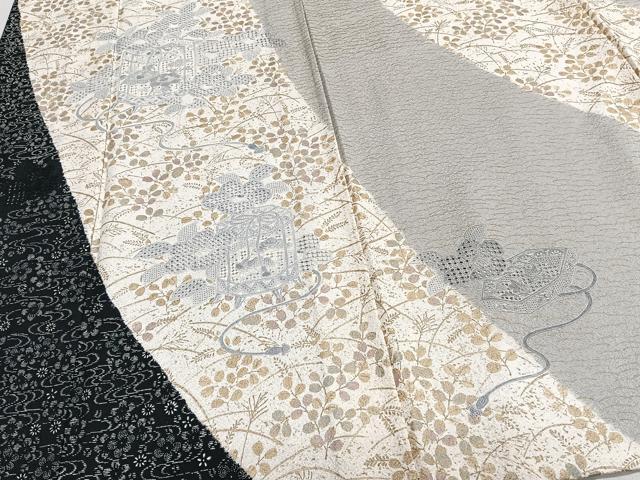 平和屋着物▽中国三大刺繍 スワトウ刺繍 訪問着 単衣 貝桶花文様 金彩 正絹 逸品 CAAS2442xi