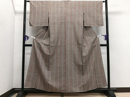 平和屋着物▽上質な紬 単衣 更紗花文 正絹 逸品 CAAS2444xi