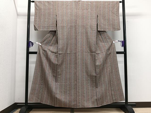 平和屋着物▽上質な紬 単衣 更紗花文 正絹 逸品 CAAS2444xi