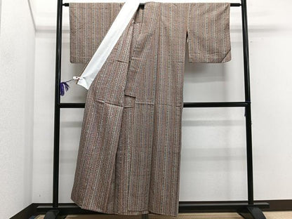 平和屋着物▽上質な紬 単衣 更紗花文 正絹 逸品 CAAS2444xi