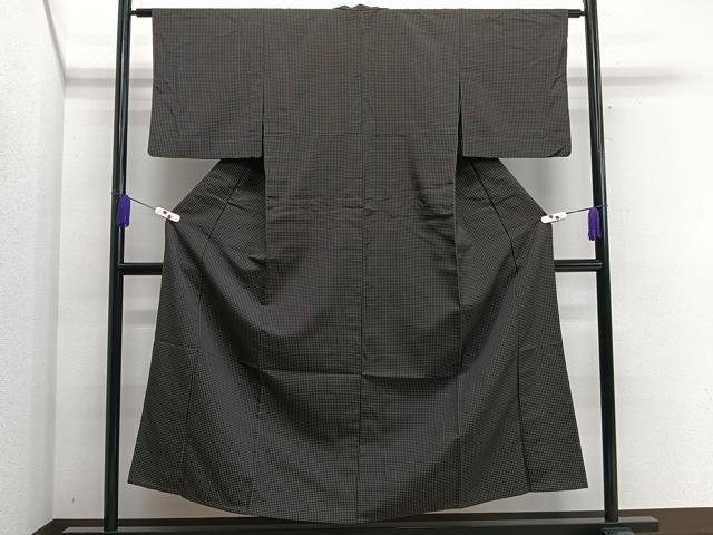 平和屋着物▽上質なお召　単衣　幾何学文様　正絹　逸品　CAAS2446xi