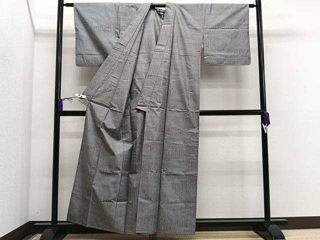 平和屋着物▽本場大島紬　単衣　枝葉文　正絹　逸品　CAAS2449xi