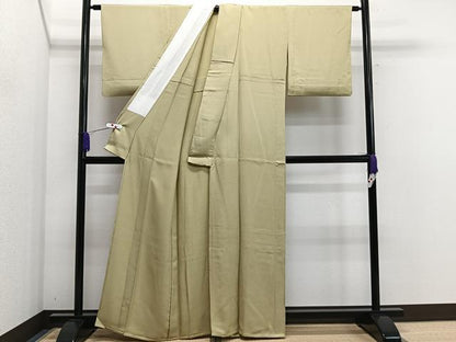 平和屋着物▽上質な色無地 単衣 若菜色 正絹 逸品 CAAS2450xi