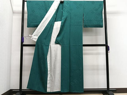平和屋着物▽上質な色無地 単衣 花菱地紋 鉄色 正絹 逸品 CAAS2451xi
