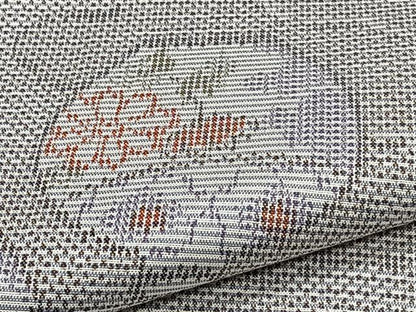 平和屋着物▽上質な紬 単衣 陶器草花文 正絹 逸品 CAAS2457xi