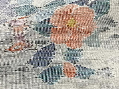 平和屋着物▽上質な紬 単衣 枝花鳥文 正絹 逸品 CAAS2462xi