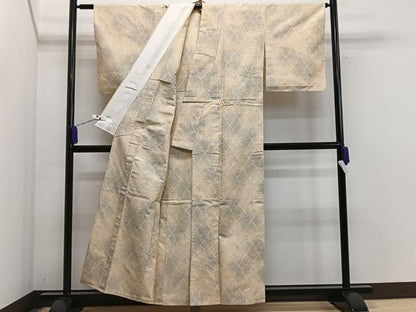平和屋着物▽上質な紬 単衣 松皮菱文 正絹 逸品 CAAS2463xi