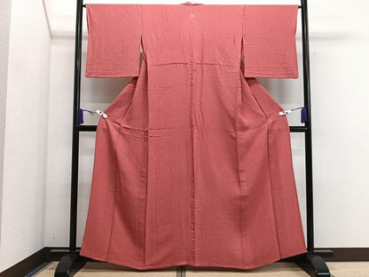 平和屋着物▽上質な色無地 単衣 臙脂色 正絹 逸品 CAAS2465xi