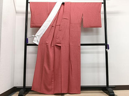 平和屋着物▽上質な色無地 単衣 臙脂色 正絹 逸品 CAAS2465xi