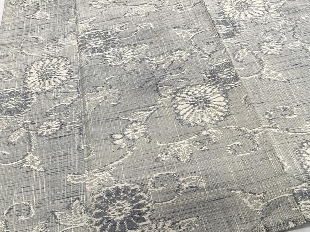 平和屋着物▽上質な紬 単衣 花唐草文 正絹 逸品 CAAS2469xi