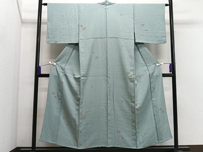 平和屋着物▽上質な小紋 単衣 作家物 七宝花文 正絹 逸品 CAAS2474xi