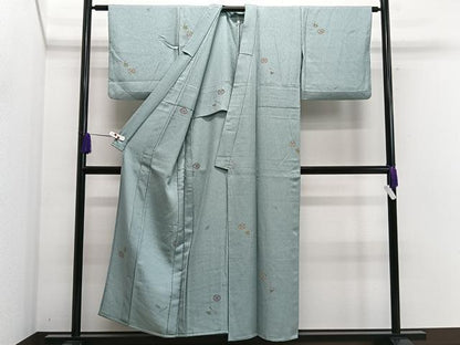 平和屋着物▽上質な小紋 単衣 作家物 七宝花文 正絹 逸品 CAAS2474xi
