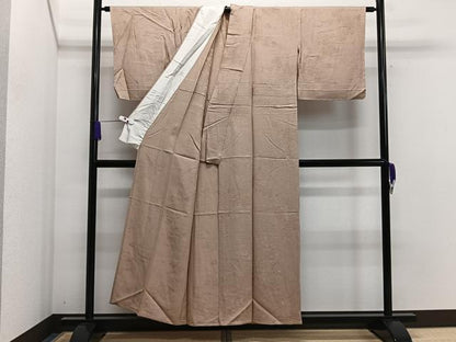 平和屋着物▽上質な色無地　単衣　流水草花地紋　洒落柿色　正絹　逸品　CAAS2478xi