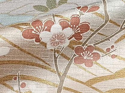 平和屋着物▽訪問着 単衣 風景花鳥文 暈し染め 金彩 正絹 逸品 CAAS2481xi