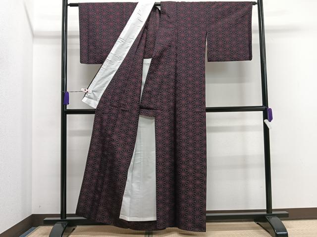 平和屋着物▽上質なお召 単衣 麻の葉文様 正絹 逸品 CAAS2482xi