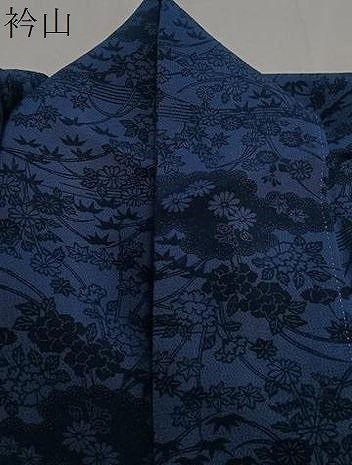 平和屋着物▽上質な小紋 単衣 雲取り草花文 鬼しぼ縮緬 反端付き 正絹 逸品 CAAS2491xi