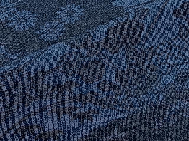 平和屋着物▽上質な小紋 単衣 雲取り草花文 鬼しぼ縮緬 反端付き 正絹 逸品 CAAS2491xi
