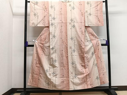 平和屋着物▽上質な紬 単衣 琉球絣文様 正絹 逸品 CAAS2492xi