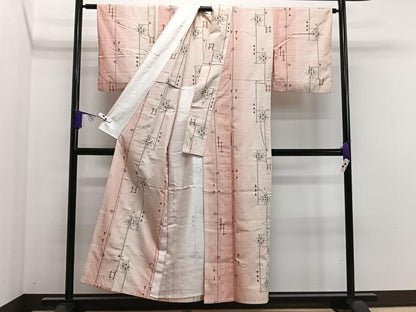平和屋着物▽上質な紬 単衣 琉球絣文様 正絹 逸品 CAAS2492xi