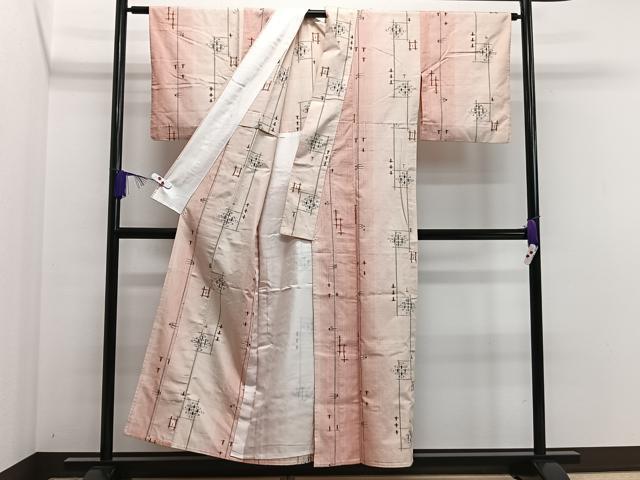 平和屋着物▽上質な紬 単衣 琉球絣文様 正絹 逸品 CAAS2492xi