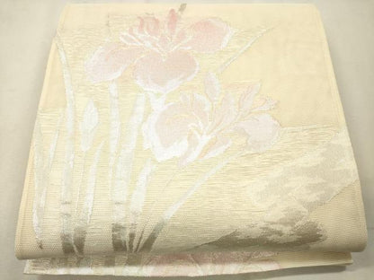 平和屋着物＊夏物 六通柄袋帯 草花文 銀糸 正絹 逸品 CAAS3444eg