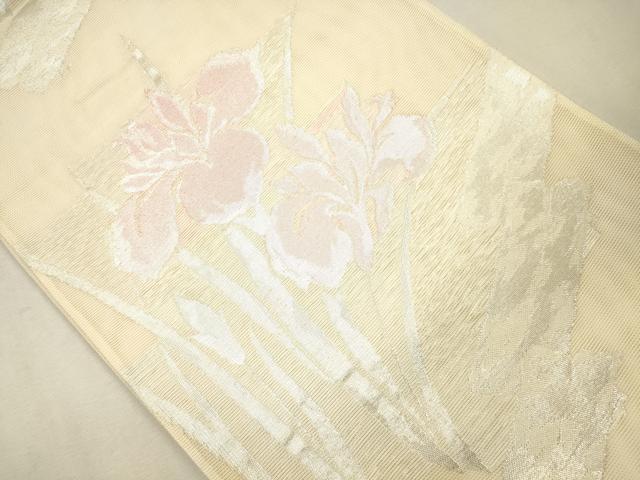平和屋着物＊夏物 六通柄袋帯 草花文 銀糸 正絹 逸品 CAAS3444eg