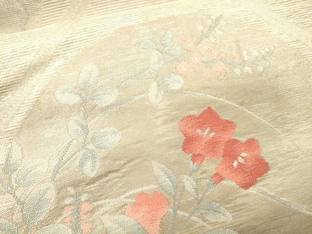 平和屋着物＊夏物 六通柄袋帯 蔦の葉花丸文 銀糸 正絹 逸品 CAAS3447eg