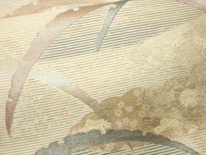 平和屋着物＊夏物 六通柄袋帯 雲取り雪芝花文 金銀糸 正絹 逸品 CAAS3452eg
