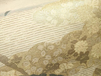 平和屋着物＊夏物 六通柄袋帯 雲取り雪芝花文 金銀糸 正絹 逸品 CAAS3452eg