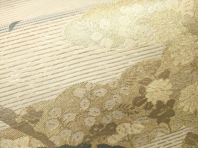 平和屋着物＊夏物 六通柄袋帯 雲取り雪芝花文 金銀糸 正絹 逸品 CAAS3452eg
