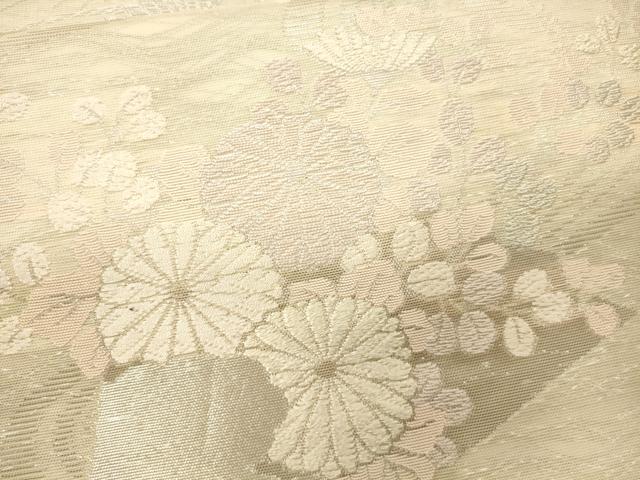 平和屋着物＊夏物 六通柄袋帯 唐織 扇面流水草花文 銀糸 正絹 逸品 CAAS3453eg