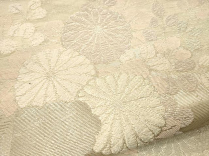 平和屋着物＊夏物 六通柄袋帯 唐織 扇面流水草花文 銀糸 正絹 逸品 CAAS3453eg