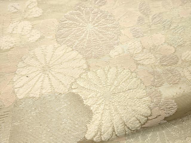 平和屋着物＊夏物 六通柄袋帯 唐織 扇面流水草花文 銀糸 正絹 逸品 CAAS3453eg