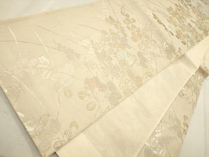 平和屋着物＊夏物　六通柄袋帯　草花文　金糸　正絹　逸品　CAAS3520eg