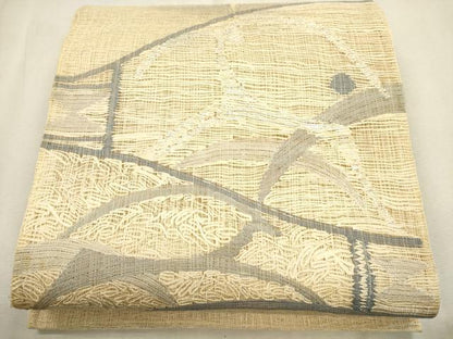 平和屋着物＊夏物　太鼓柄袋帯　露芝文　銀糸　正絹　逸品　CAAS3526eg