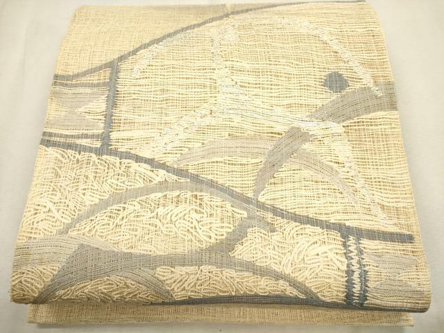 平和屋着物＊夏物　太鼓柄袋帯　露芝文　銀糸　正絹　逸品　CAAS3526eg