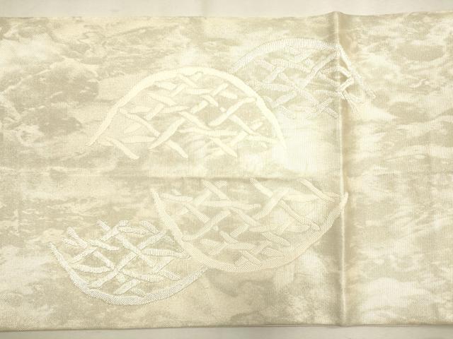 平和屋着物＊夏物　太鼓柄袋帯　籬文　銀糸　正絹　逸品　CAAS3527eg