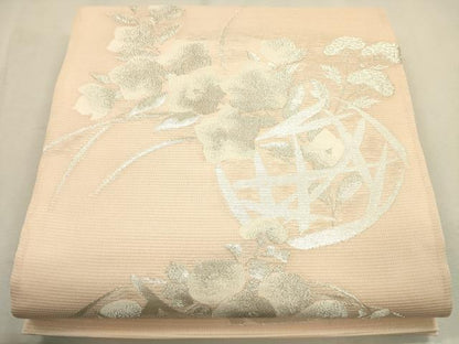 平和屋着物＊夏物　六通柄袋帯　花籠文　銀糸　正絹　逸品　未使用　CAAS3531eg