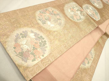 平和屋着物＊夏物 六通柄袋帯 流水花蝶文 金銀糸 正絹 逸品 CAAS3532eg
