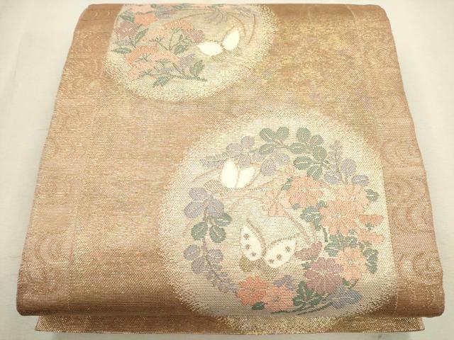 平和屋着物＊夏物 六通柄袋帯 流水花蝶文 金銀糸 正絹 逸品 CAAS3532eg