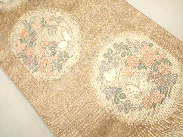 平和屋着物＊夏物 六通柄袋帯 流水花蝶文 金銀糸 正絹 逸品 CAAS3532eg