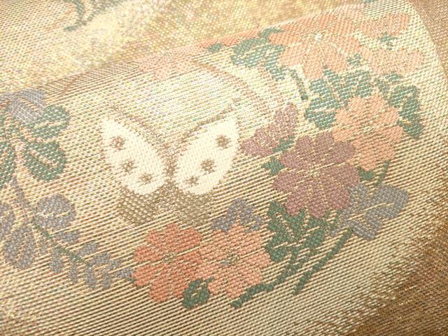 平和屋着物＊夏物 六通柄袋帯 流水花蝶文 金銀糸 正絹 逸品 CAAS3532eg