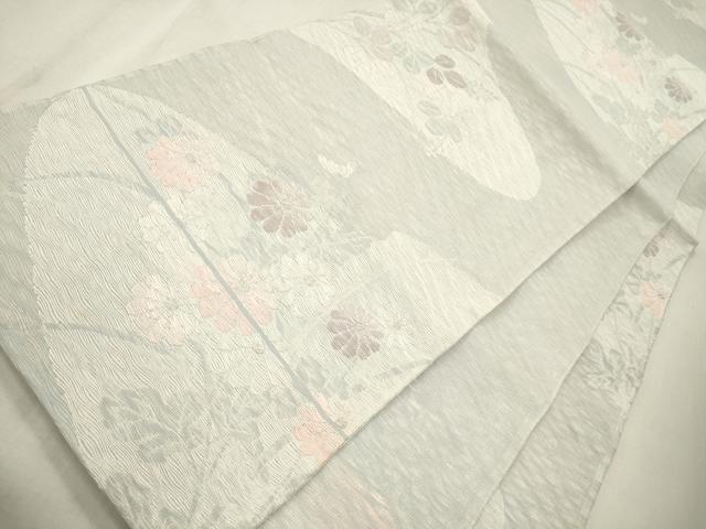 平和屋着物＊夏物　六通柄袋帯　草花文　銀糸　正絹　逸品　CAAS3561eg