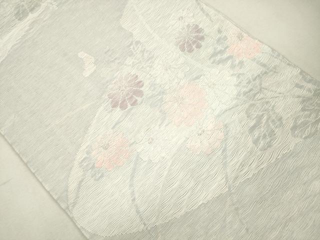 平和屋着物＊夏物　六通柄袋帯　草花文　銀糸　正絹　逸品　CAAS3561eg